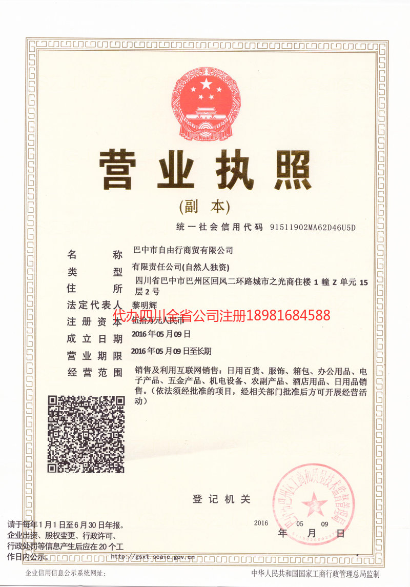 大安大安自由行商贸有限公司