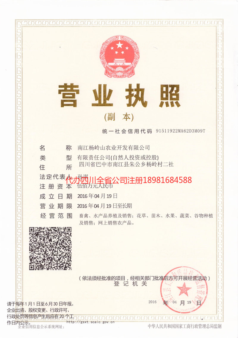 大安大安杨岭山农业开发有限公司